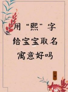 以熙字开头的名字：寓意美好吉祥的象征