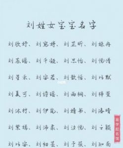 刘氏佳女名字：诗意与优雅并存