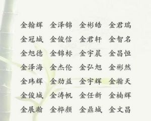 五行组合名字推荐：含金水名字大全