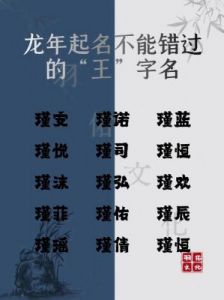 2024年龙宝宝：王姓女孩名字推荐